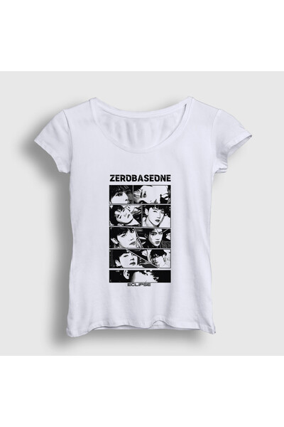 Presmono Women's White Eclipse K Pop Zerobaseone T-Shirt 602768Tt