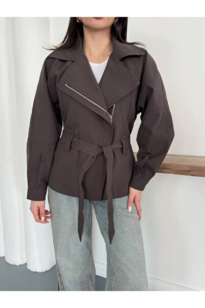 Bossago New Season Women's Oversize Belted Zippered Jacket-Seasonal Coat