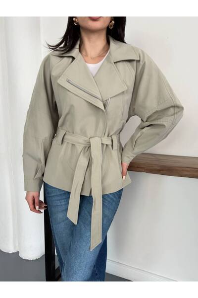 Bossago New Season Women's Oversize Belted Zippered Jacket-Seasonal Coat