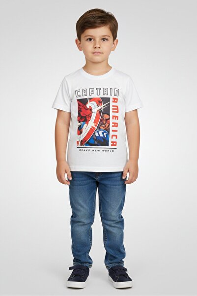 Marvel Captain America Toddlers Boy Short Sleeve Top, White