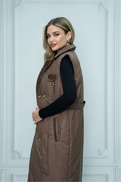 Eccim Fashion Mevsimlik Sade Rahat Uzun Kadın Şişme Yelek