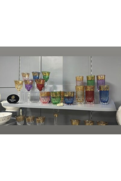 hediye Esterhomedecor 6 Person 18 Piece Gold Gilding Processing Water Set
