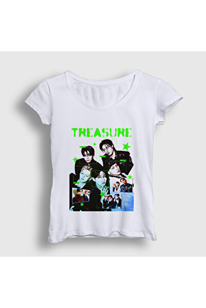 Presmono Women's White Poster K Pop Treasure T-Shirt 603919Tt