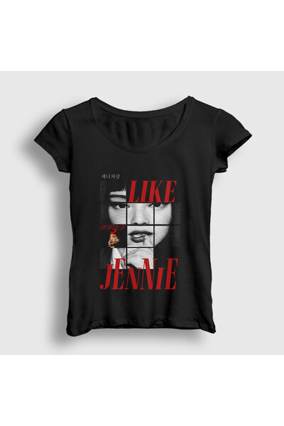 Presmono Women's Black Like Jennie Blackpink T-Shirt 602912Tt