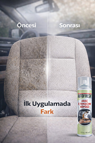 AutoFresh Araç İç Temizleyici Köpük Sprey 500 ml Oto Koltuk, Tavan, Araba Döşeme Temizleme Köpüğü