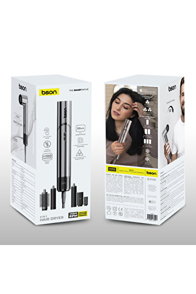 bson 6-in-1 Ionic Hair Dryer & Air Styler Brushless Motor, Professional Curle...