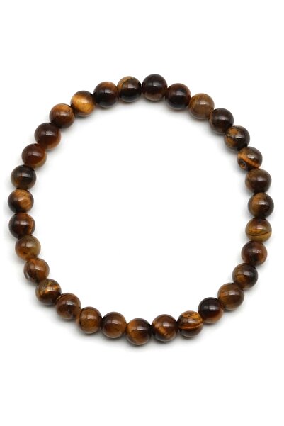 Taşmir Tiger's Eye Natural Stone Bracelet 6 mm Round Cut