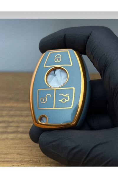 ÖZEN KEYS Mercedes Benz Type Be Nano Key Case Cover 2001-2016 Gray Gold Color