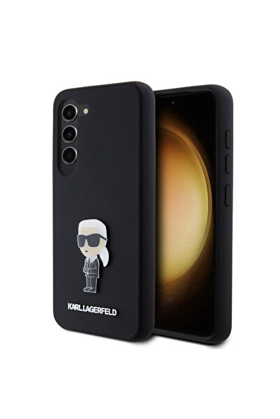 Karl Lagerfeld Samsung Galaxy S23 Silicon, Pin metalic Ikonik, negru