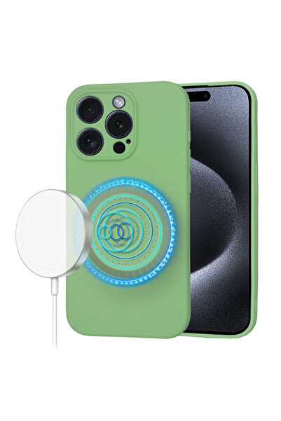 Techsuit Θήκη σιλικόνης SoftFlex MagSafe για iPhone 15 Pro, ανοιχτό πράσινο