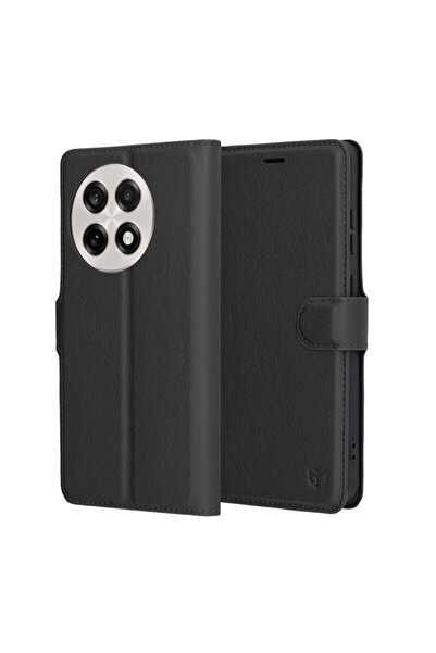 Techsuit Husă tip folio din piele OnePlus 13 R, neagră