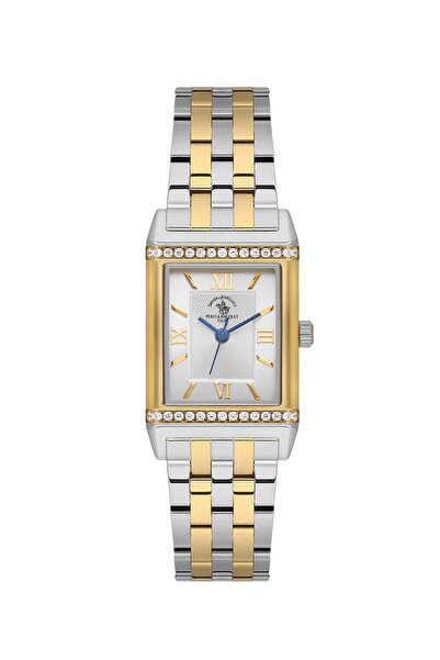 Santa Barbara Polo & Racquet Club Unique Silver and Gold Stainless Steel Watc...