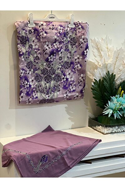 REHAM قماش مخور اماراتي حرير مطرز الكم والصدر مع طرحه