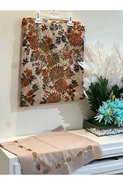 REHAM قماش مخور اماراتي حرير ناعم مطرز الصدر والكم مع الطرحه