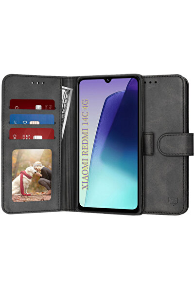 Techsuit Θήκη 360° για Xiaomi Redmi 14C, Ημερολόγιο, Μαύρο