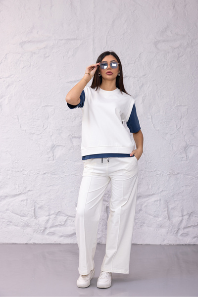 zitex Pants with Tencel Fabric Sleeves and Detailed Fabric, Green Sweatpants Set