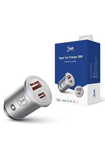 3MK Car Charger UBS-A/C 30W, Hyper, Silver