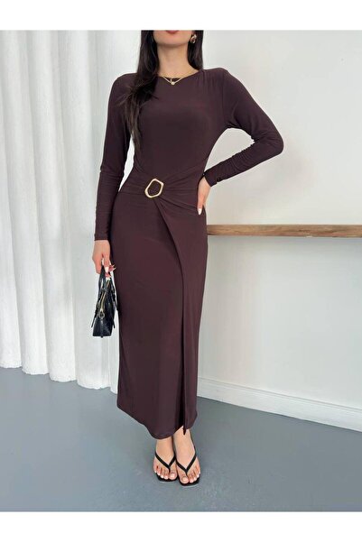 ALVOR Elegant Long Sleeve Dress with Waist Accessories for Special Occasions