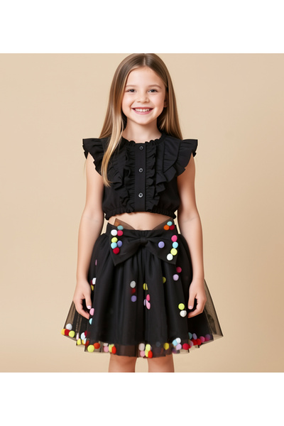 By Piera Pompom Bow Tutu Skirt 6638
