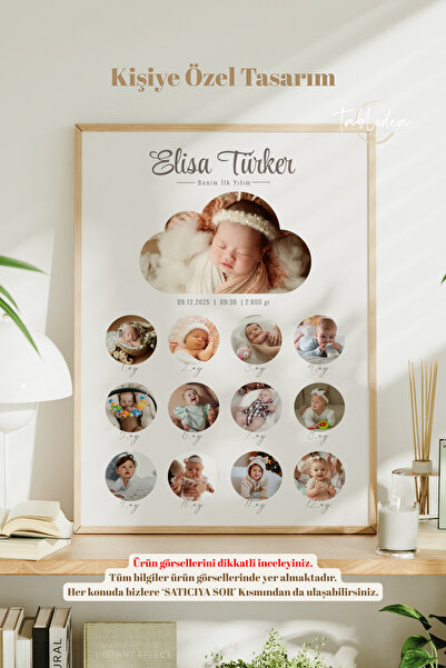 tablodea Fotoğraf Baskısı Kişiye Özel Tasarım 1 Yaş Anı Tablosu T İlk Yılım 1...