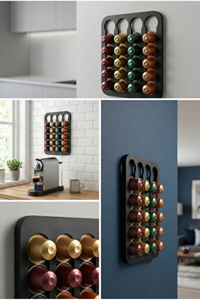 craftopya Nespresso Uyumlu Duvara Monte Kapsül Kahve Tutucu Standı 20 Kapasit...
