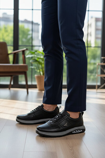 enoch Men's Leather Paneled Air-Channel Flexible Sole Casual Sports Shoes