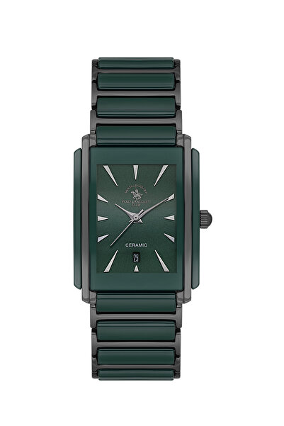 Santa Barbara Polo & Racquet Club ساعة رجالية من الفولاذ والسيراميك باللونين ...