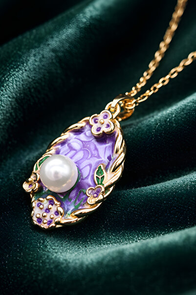 NBS Beautiful Naturel Stones Pearl Steel Design Necklace Gold Color