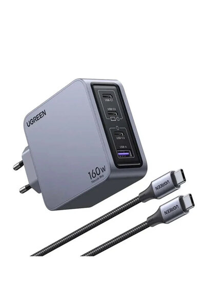 Ugreen Încărcător GaN tip C + cablu, 160W, 1,5m, gri