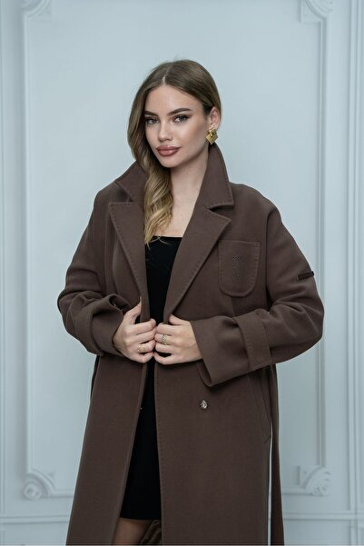 Eccim Fashion Sade Uzun Kadın Palto Kaban Ceket