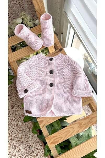 Happy Moon El örgüsü bebek kıyafetleri hediyelik haroşa hırka ceket patik pam...
