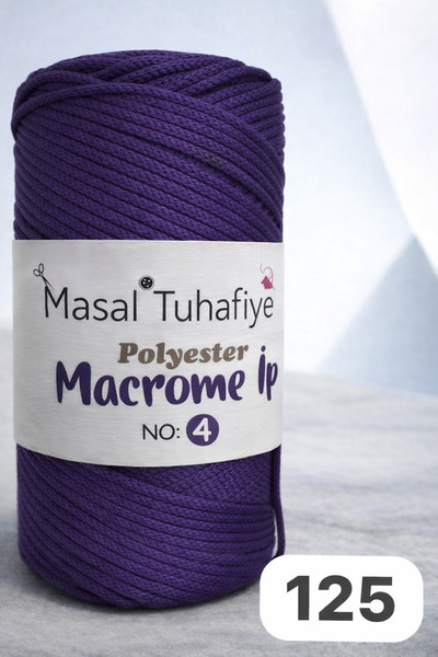 MASAL TUHAFİYE POLYESTER MACROME İP MOR 125 NO:4 200 GRAM 1 ADET