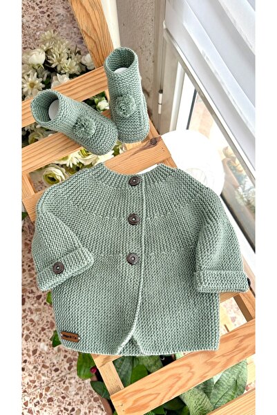 Happy Moon El örgüsü bebek kıyafetleri hediyelik hırka ceket patik pamuk ip h...