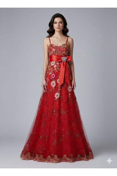 KALDE An elegant Lace evening dress with a bow that complements your beauty.