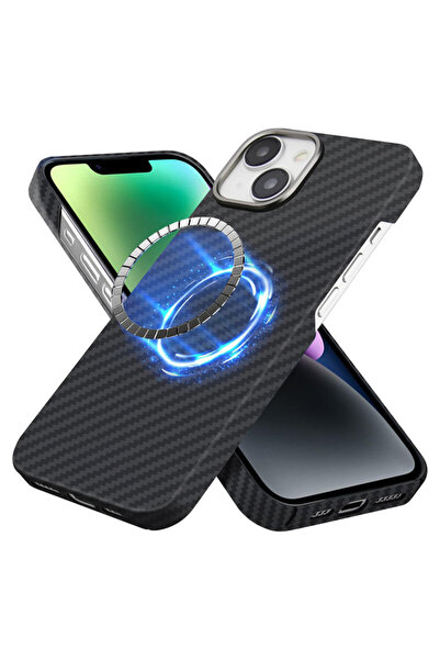 Techsuit Carcasă MagSafe din fibră de aramidă pentru iPhone 14, neagră