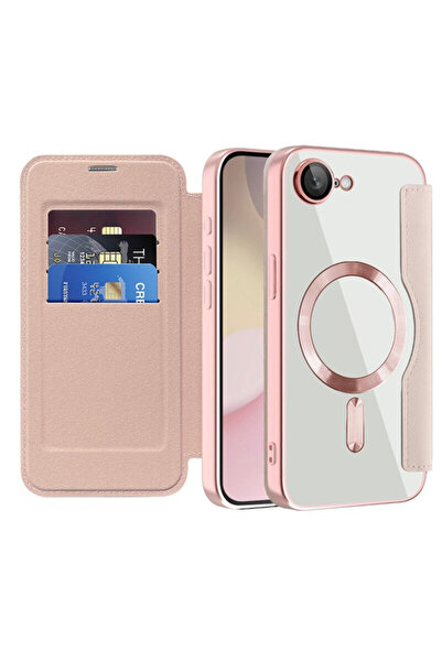 Techsuit SmartMag Book Case for iPhone 16e, Pink