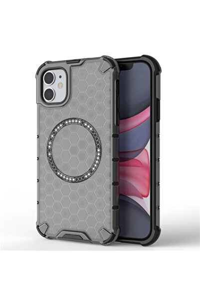 Techsuit Διαφανής θήκη για iPhone 11 HoneyComb Shield MagSafe, μαύρη