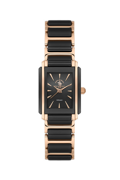 Santa Barbara Polo & Racquet Club ساعة نسائية أنيقة من الفولاذ والسيراميك بال...