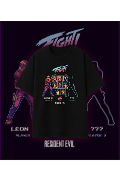 RF Studio Resident Evil Street Fighter Baskılı %100 Pamuk Unisex Oversize T-s...