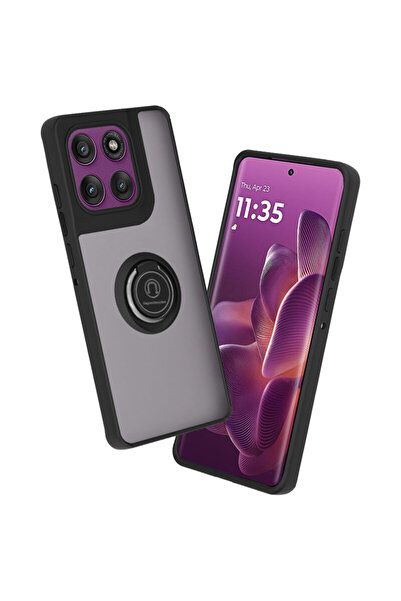 Techsuit Husă Motorola Edge 60 Pro Glinth cu inel magnetic pentru suport, neagră