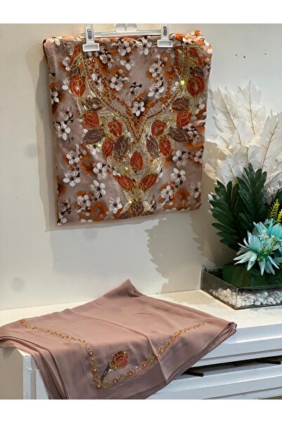 REHAM Emirati-style embroidered Silk fabric with sleeves and bodice, and a ma...