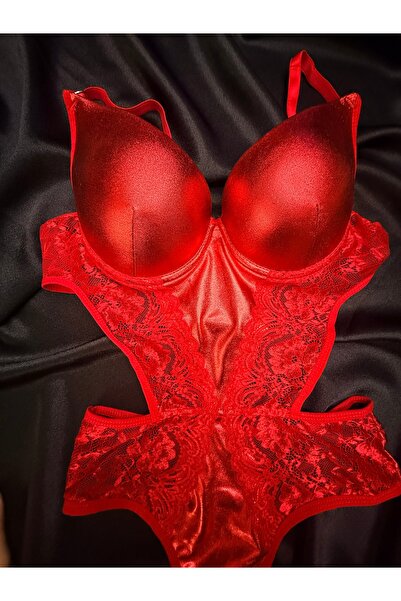Fee Feminine KIRMIZI DANTELLİ BODY SUIT