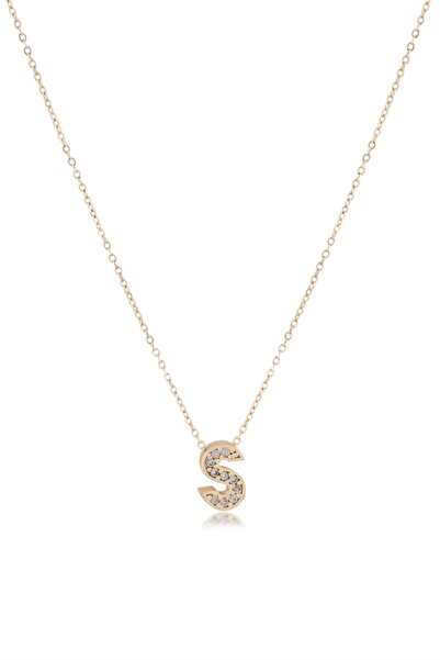 Mimoza Accessories Zircon Gold Letter Necklace - Minimal Letter Women's Necklace