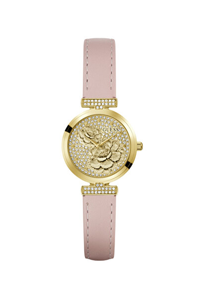 Guess Ladies Yellow Gold Tone Round Analog Watch