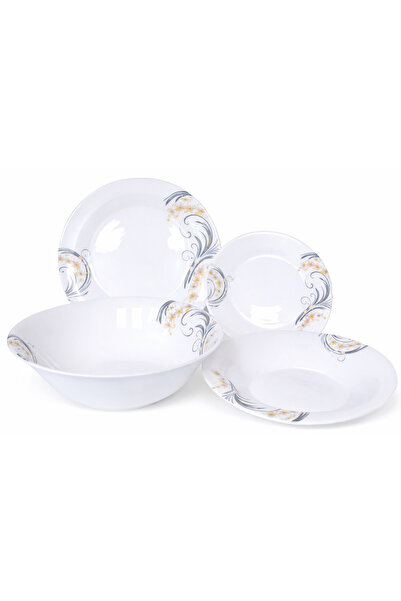 Luminarc Σετ φαγητού από πορσελάνη OPAL, στρογγυλό – 19 τεμάχια, ροζ-γκρι