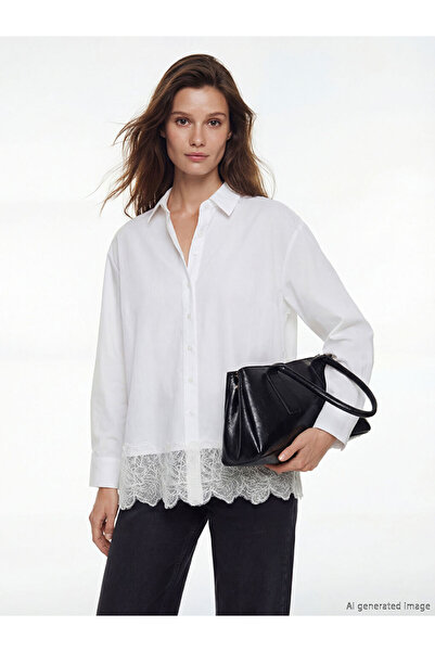 LC Waikiki Ecru Lace Detailed Women's Shirt Tunic