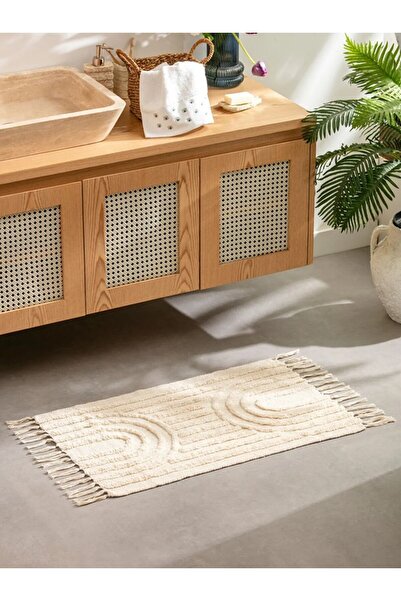 LC Waikiki Lcw Home Ecru Tasseled Bath Mat 50X80 cm