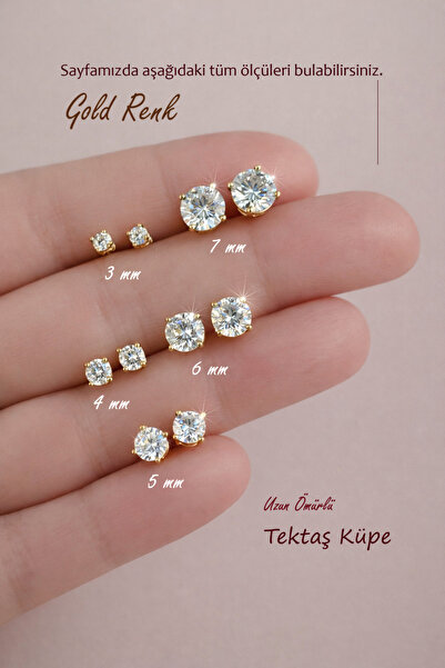 Sacce Scarves&Accessories Uzun Ömürlü Rodyum Tektaş Küpe Zirkon Taş Xuping Küpe