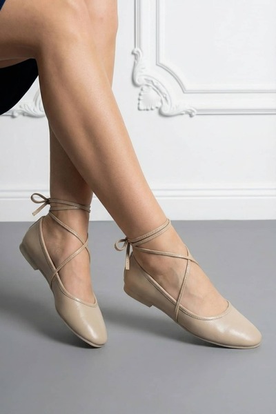 NAVİSHOES Women's Ankle-Strapped Lace-Up Ballerinas - Summer Dowry Bundle B04Nav