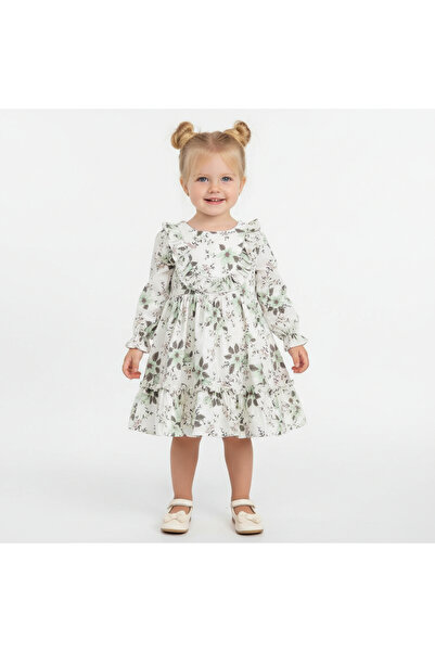 SeaBubbles Muslin Floral Girl's Long Sleeve Dress with Bag